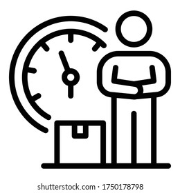 Icono de entrega a tiempo rápido. Icono de vector de entrega rápida de contorno para diseño web aislado en fondo blanco