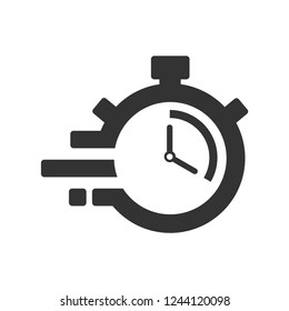 Fast time delivery icon, stopwatch in motion, deadline concept, clock speed. The 20 seconds, minutes stopwatch icon on white background. Clock and watch, timer, countdown symbol. EPS 10 vector.