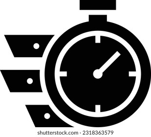 Fast Time Glyph Icon, Vector - Black Solid Icon
