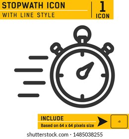 fast time icon with line style. Time vector icon for web design, mobile app on isolated on white background. Editable size. Icon for business purposes and other. Flat design with modern style