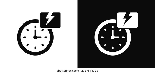 Conjunto de iconos de tiempo rápido en blanco y negro