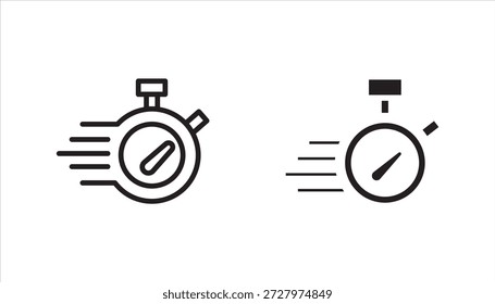 fast time icon set,  fast deadline on white background