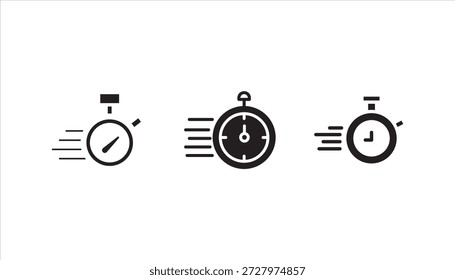 Conjunto de iconos de tiempo rápido, fecha límite rápida sobre fondo blanco