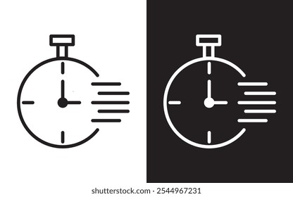 Ícone de tempo rápido definido. Ícone de vetor rápido. Ícone de entrega rápida definido. símbolo de vetor de entrega rápida. sinal de relógio curto rápido. ícone de entrega rápida ou instantânea.