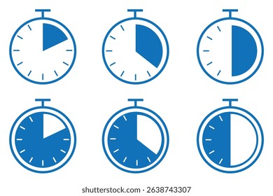 Fast time icon set. Fast stopwatch. Timer linear icon. Stopwatch icon set, Timer, clock.