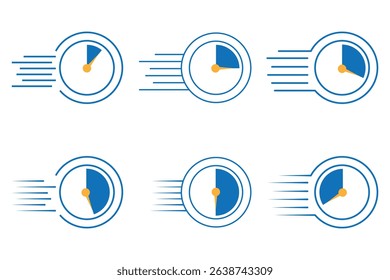 Fast time icon set. Fast stopwatch. Timer linear icon. Stopwatch icon set, Timer, clock.