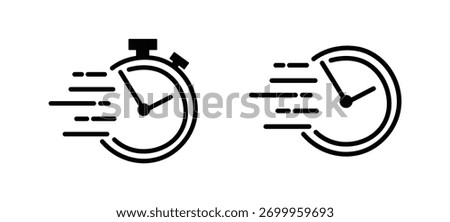 Fast time icon set. Fast stopwatch. Timer linear icon 