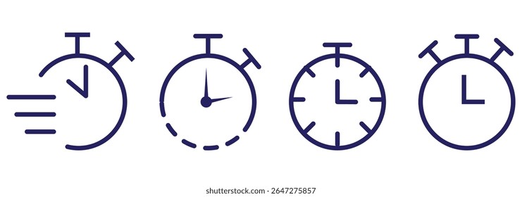 Fast time icon set. Timer icon set. Alarm clock symbol. Watch countdown vector illustration. isolated on white background. EPS 10