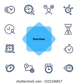 Fast time line icon set. Clock, watch, timer, motion. Timing concept. Can be used for topics like time management, schedule, deadline