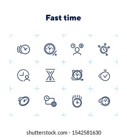 Fast time line icon set. Clock, watch, timer, motion. Timing concept. Can be used for topics like time management, schedule, deadline