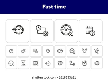 Fast time line icon set. Clock, watch, timer, motion. Timing concept. Can be used for topics like time management, schedule, deadline