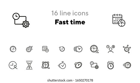 Fast time line icon set. Clock, watch, timer, motion. Timing concept. Can be used for topics like time management, schedule, deadline