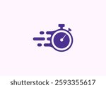 A fast time logo featuring a stopwatch, representing a speed concept for quick delivery, express, and urgent services. This vector line icon illustrates deadlines and delays