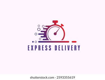 A fast time logo featuring a stopwatch, representing a speed concept for quick delivery, express, and urgent services. This vector line icon illustrates deadlines and delays