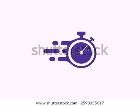 A fast time logo featuring a stopwatch, representing a speed concept for quick delivery, express, and urgent services. This vector line icon illustrates deadlines and delays