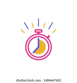 Fast time logo, stop watch speed concept, quick delivery, express and urgent services, deadline and delay, vector line icon