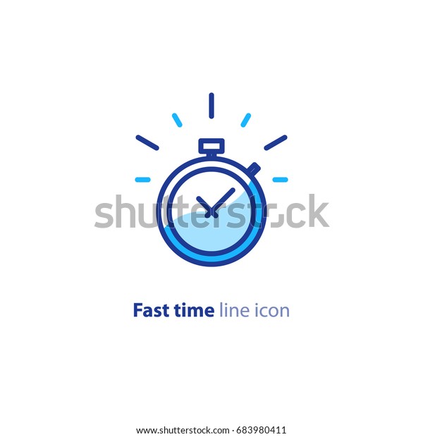 Fast time logo, stop watch speed concept, quick
delivery, express and urgent services, deadline and delay, vector
line icon