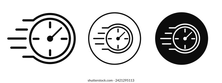 Fast time set icon, quick timer response sign, time management concept, urgent work, fast delivery shipping service sign with timer. Speed clock urgency, deadline, time management