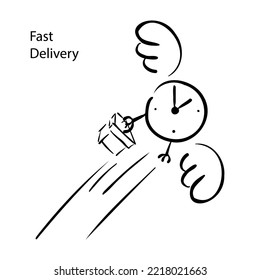 Fast time simple hand-drawn icon