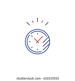 Fast time stop watch, last minute count down, limited offer, speed hour vector line icon