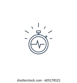 Fast time stop watch vector line icon, quick delivery logo, fitness session, speed hour