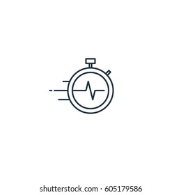 Fast Time Stop Watch Vector Line Icon, Quick Delivery Logo, Fitness Session, Speed Hour