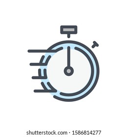 Fast time stopwatch color line icon. Speed timer vector outline colorful sign.