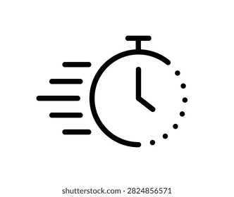 Fast Time Stopwatch Icon Vector Line Art