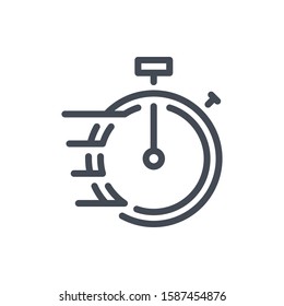 Fast time stopwatch line icon. Speed timer vector outline sign.