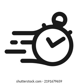 Fast time or Fast stopwatch line icon. Speedometer or speed outline vector illustration