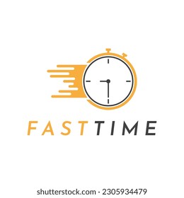 fast time stopwatch logo design idea