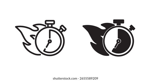 Fast Time Thin Line and Solid Glyph Icon – Speed and Deadline Symbol