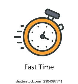 Fast Time vector Fill outline Icon Design illustration. Time Management Symbol on White background EPS 10 File