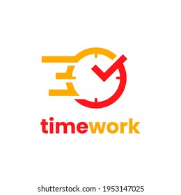 Fast time work logo design template. Success time management vector illustration.