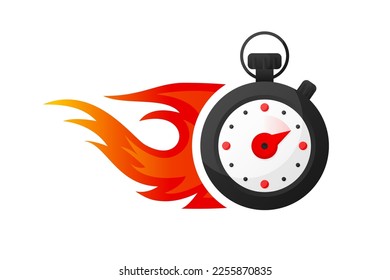 Fast Timer, Clock and Stopwatch. Countdown timer symbol icon. Label cooking symbols. Fast time logo, stop watch speed concept, deadlines and delay. Vector illustration.