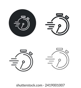 Fast timer icon. Simple solid round, bold, medium and thin line icon.