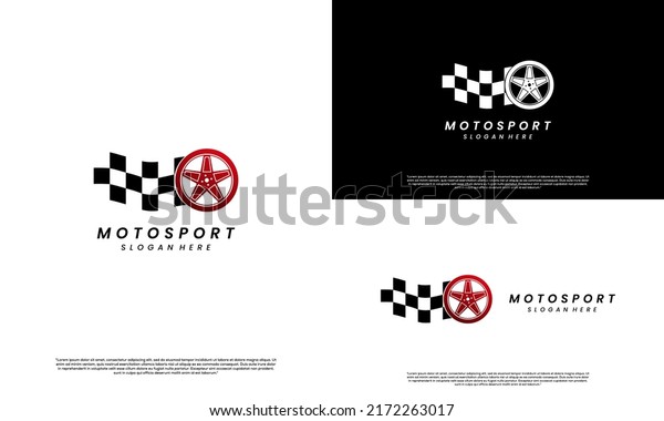 fast tire logo, tire with checkered flag logo\
design modern concept