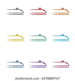 Fast train icon isolated on white background. Set icons colorful