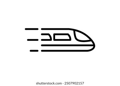 Icono de tren rápido. Icono relacionado con el Plan de acción. Adecuado para Sitio web, App, interfaces de usuario. estilo de icono de línea