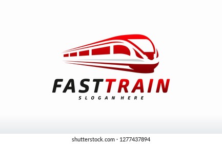 Fast Train logo designs concept vector, futuristic metro railway transport Logotype icon