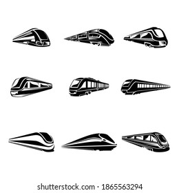 fast train logo icon vector silhouette set for transport and travel company