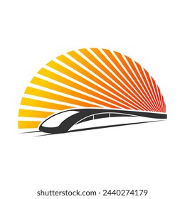 Fast train with sun shine illustration design vector