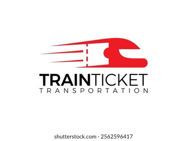 fast train with ticket logo. creative transportation travel symbol vector design concept