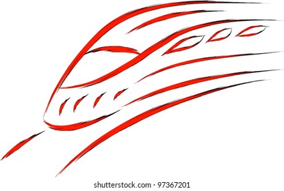 fast train vector in sketch style