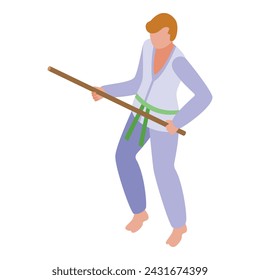 Fast training aikido icon isometric vector. Competition person. Hand move