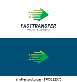 Fast Transfer Logo and Icon. Vector Illustration. Modern logo featuring an icon that expresses fast transfer of money or data or products.