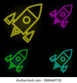 Fast transport neon color set icon. Simple thin line, outline vector of global logistics icons for ui and ux, website or mobile application