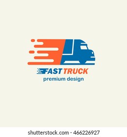 Fast Truck. The template for logos, icons of modern lorry. Editable EPS format design element, arts and crafts concept.