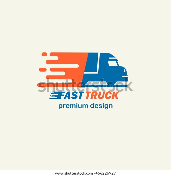 Fast\
Truck. The template for logos, icons of modern lorry. Editable EPS\
format design element, arts and crafts\
concept.
