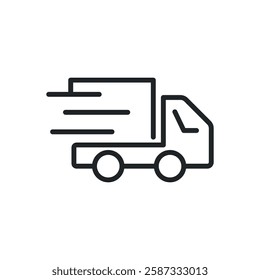 Fast truck thin line icons. Perfect pixel on transparent background 